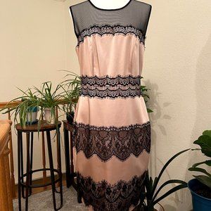 Jax Black Sleevelss Pink and Black Lace Cocktail Dress Size 12